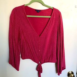 Super cute tie front top